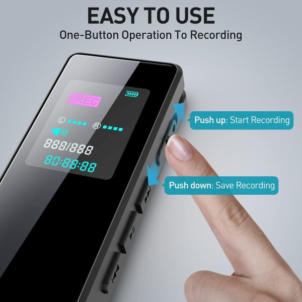 64GB Digital Audio Voice Recorder for Lectures Meetings, Voice Activated Tape Recorder with Playback Dictaphone Sound Recorder Recording Device, Noise Reduction, MP3 Player - Image 3