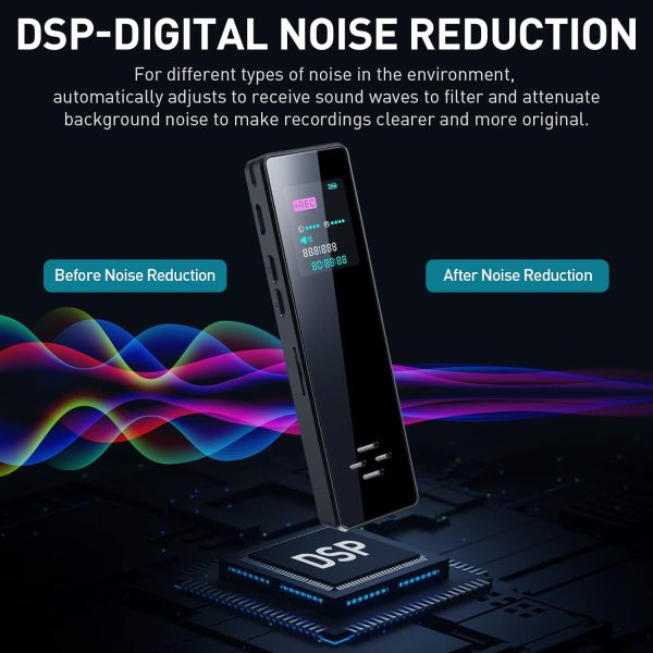 64GB Digital Audio Voice Recorder for Lectures Meetings, Voice Activated Tape Recorder with Playback Dictaphone Sound Recorder Recording Device, Noise Reduction, MP3 Player - Image 4