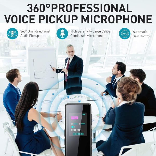 64GB Digital Audio Voice Recorder for Lectures Meetings, Voice Activated Tape Recorder with Playback Dictaphone Sound Recorder Recording Device, Noise Reduction, MP3 Player - Image 5