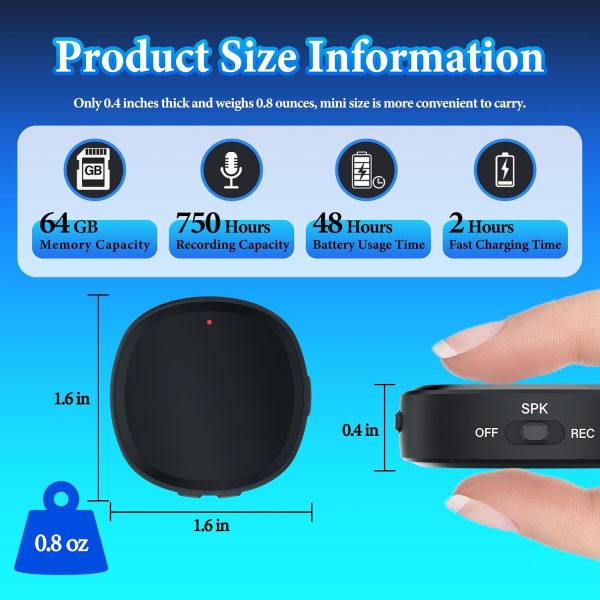 64GB Digital Voice Recorder Voice Activated Recorder for Lectures Meetings, 3-in-1 Portable Audio Recorder Magnetic Tape Recorder Recording Device with Speaker Instant Playback and Headphone Playback - Image 2